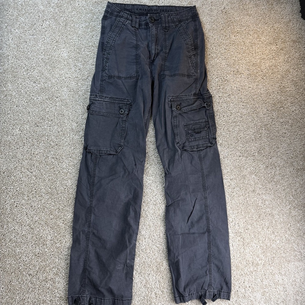 American Eagle Outfitters Cargo Pants Womens 000 Gray Twill Stretch Pockets